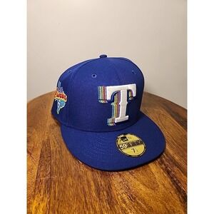 Texas Rangers New Era 59Fifty Fitted Cap Hat Multi Color Logo Size 7‎ 1/4